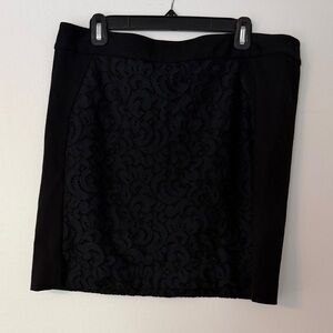 LOFT Classic  navy and Black Lace Front Pencil Skirt - Women's